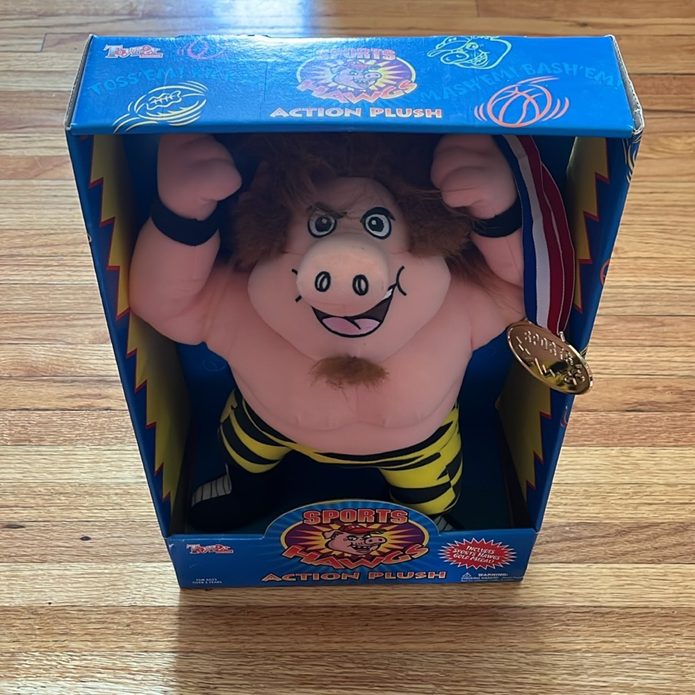 Vintage Sports Hawgs Action Plush / 1998 / New In Box / Toy Box Creations